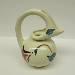 Purinton Pottery Slip Ware IVY RED BLOSSOM Honey Syrup Handled Jug